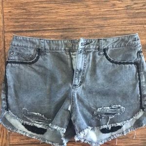 Free People Distressed Black Shorts